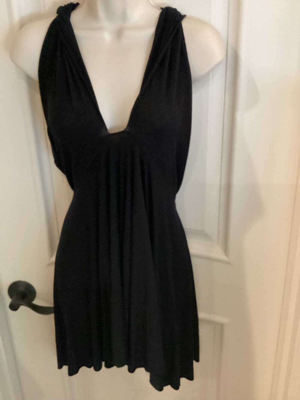 Rachel Pally Black Plunging V-Neck Sleeveless Mini Dress